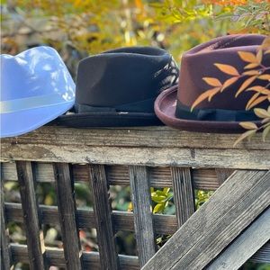 Lot of 11 vintage fashion fedora hats draw and felt unisex one size